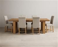 Extending Callington 230cm Oak Dining Table with 10 Natural Scroll Back Chairs