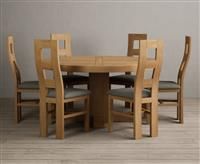 Helmsley 150cm Round Oak Dining Table with 4 Black Natural Solid Oak Chairs