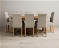 Extending Helmsley Oak Pedestal Dining Table with 6 Natural Scroll Back Chairs
