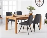 Thetford 150cm Oak Dining Table with Thetford 45cm Oak Extensions with 10 Brown Larson Chairs
