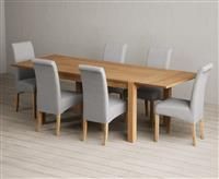 Thetford 150cm Oak Dining Table with Thetford 45cm Oak Extensions with 10 Brown Scroll Back Chairs