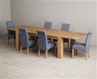 Sheringham 200cm Solid Oak Dining Table with Sheringham Oak Extensions (Pair) with 10 Brown Scroll Back Chairs