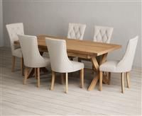Extending Buckley 200cm Solid Oak Dining Table with 10 Natural Beatrix Chairs