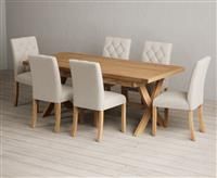 Extending Buckley 200cm Solid Oak Dining Table with 10 Grey Isabella Chairs