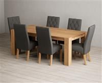 Sheringham 200cm Solid Oak Dining Table with 6 Grey Maya Chairs