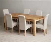 Thetford 180cm Oak Dining Table with 6 Brown Scroll Back Chairs