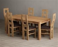Thetford 180cm Oak Dining Table with 6 Charcoal Grey Natural Chairs