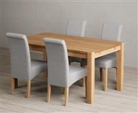Thetford 150cm Oak Dining Table with 4 Brown Scroll Back Chairs