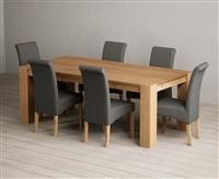 Sheringham 200cm Solid Oak Dining Table with 6 Brown Scroll Back Chairs