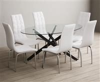 Bernini 165cm Black Leg Oval Glass Dining Table with 4 Black Enzo Chairs