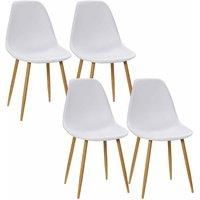 HOMCOM Modern Dining Chairs Set of 4, Kitchen Chairs with Backrest and Steel Legs for for Dining Room, Living Room, White
