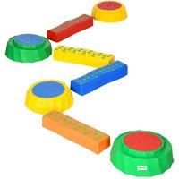 Outsunny 8 PCS Kids Stepping Stones Balance Beam w/Non-Slip Surface and Bottom, Stackable Stepping Stones for Toddler