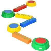Outsunny 8pcs Kids Balance Beam, Balance Bridge with Nonslip Surface & Bottom, Stackable Stepping Stones for toddler, Strength Coordination Training
