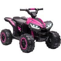HOMCOM 12V Quad Bike with Forward Reverse Functions, Ride on Car ATV Toy with High/Low Speed, Slow Start, Suspension System, Horn, Music, Pink