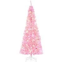 Pre-Lit Slim Artificial Christmas Tree with LED Lights Pink 6ft, Pink