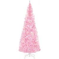 Pre-Lit Slim Artificial Christmas Tree with LED Lights Pink 7ft, Pink