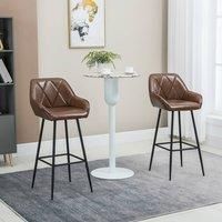 HOMCOM Retro Bar Stools Set Of 2 Brown