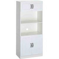 HOMCOM Kitchen Cupboard, 5-Tier Storage Cabinet with Adjustable Bottom Shelf, Open Microwave Countertop, White