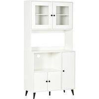 Freestanding Kitchen Storage Cabinet W/ Cupboards Adjustable Shelves Home White