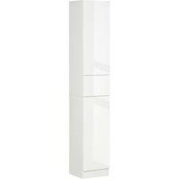 kleankin High Gloss Tall Bathroom Cabinet with Adjustable Shelves White, white