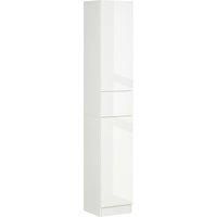 kleankin Tall Bathroom Cabinet with Adjustable Shelves, High Gloss Storage Cupboard, Freestanding Tallboy with Storage Drawer, White