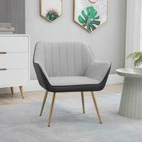 HOMCOM Modern Velvet Armchair For Living Room And Bedroom, Light Grey