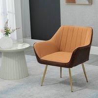 HOMCOM Modern Velvet Armchair For Living Room And Bedroom, Light Brown