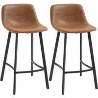 HOMCOM Industrial Kitchen Bar Stools Set Of 2 Brown