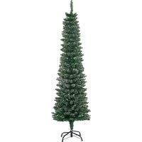 HOMCOM 5.5FT Artificial Snow Dipped Christmas Tree Xmas Pencil Tree Holiday Home Indoor Decoration with Foldable Black Stand, Green