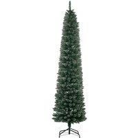 HOMCOM 7.5FT Artificial Snow Dipped Christmas Tree Xmas Pencil Tree Holiday Home Indoor Decoration with Foldable Black Stand, Green