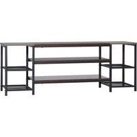 HOMCOM TV Unit Cabinet for TVs up to 65 Inches, Industrial TV Stand with Storage Shelves for Living Room, Brown and Grey