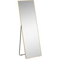 HOMCOM Full Length Mirror Wall-Mounted, 160 x 50 cm Freestanding Rectangle Dressing Mirror for Bedroom, Living Room, Gold Frame