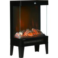 HOMCOM 180 Charming Electric Fireplace Heater, Quiet Freestanding Stove with LED Flame Effect, Level-less Temperature Control Overheating Protection