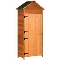Outsunny 4-Tier Wooden Shelf Utility Cabinet - Teak