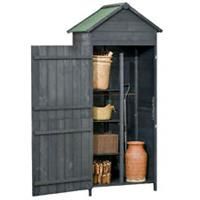 Outsunny Wooden Garden Shed Outdoor Shelves Utility Tool Storage Cabinet Grey