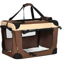 PawHut 60cm Foldable Pet Carrier, Dog Cage, Portable Cat Carrier, Cat Bag, Pet Travel Bag with Cushion for Miniature Dogs, Brown