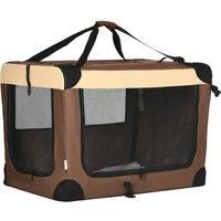 PawHut 81cm Foldable Pet Carrier Cat Bag, Portable Kitten Carrier, Pet Travel Bag w/ Cushion, for Cats and Medium Dogs - Brown