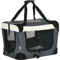 PawHut 51cm Foldable Pet Carrier, Dog Cage, Portable Cat Carrier, Cat Bag, Pet Travel Bag with Cushion for Miniature Dogs, Grey