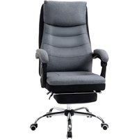 Vinsetto High Back Executive Office Chair, Reclining Computer Chair with Adjustable Height, Swivel Wheels and Retractable Footrest, Grey
