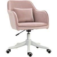 Vinsetto Velvet Style Office Chair with Rechargeable Electric Vibration Massage Lumbar Pillow, Wheels, Pink