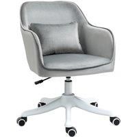 Vinsetto Velvet-Feel Office Chair with Rechargeable Electric Vibration Massage Lumbar Pillow, Wheels, Grey