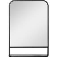 HOMCOM Modern Square Wall Mirror with Storage Shelf, 70 x 50 cm Mirrors for Living Room, Bedroom, Black