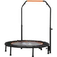 HOMCOM 40'' Foldable Mini Trampoline, Fitness Trampoline, Rebounder for Adults with Adjustable Foam Handle for Indoor Outdoor Cardio Training