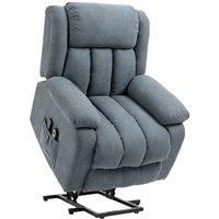 HOMCOM Oversized Riser and Recliner Chairs for the Elderly, Heavy Duty Fabric Upholstered Lift Chair w/ Remote Control, Side Pocket, Dark Grey