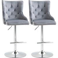 Modern Swivel Bar Stools Set of 2 Adjustable Velvet Bar Chairs