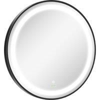 LED Smart Bathroom Mirror Wall Mounted Round Vanity Mirror w/ Lights, Black