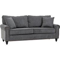 HOMCOM 2 Seater Sofas for Living Room, Fabric Sofa with Nailhead Trim, Loveseat with Cushions and Throw Pillows, Grey