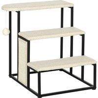 Cat Stairs Three Steps for Sofa Pet Steps w/ Sisal Scratching Board, Toy Ball
