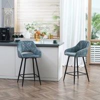 Bar Stools Set of 2, Velvet-Touch Fabric Counter Height