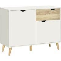 HOMCOM Modern Sideboard Storage Cabinet, Free Standing Accent Cupboard with Drawer, 2 Doors for Bedroom, Living Room, Hallway, White